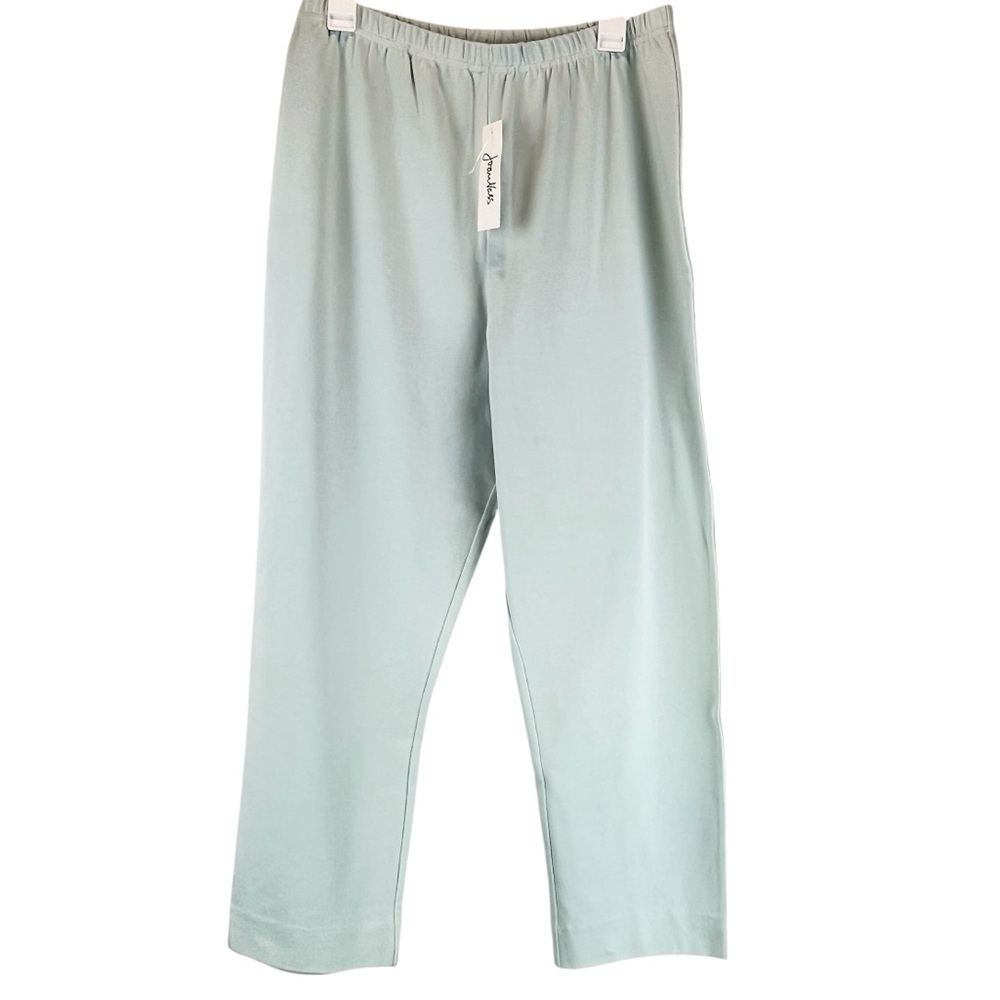 NEW Joan Vass Ankle Pant Casual Cotton Knit Stretch Light Green  XL NWT